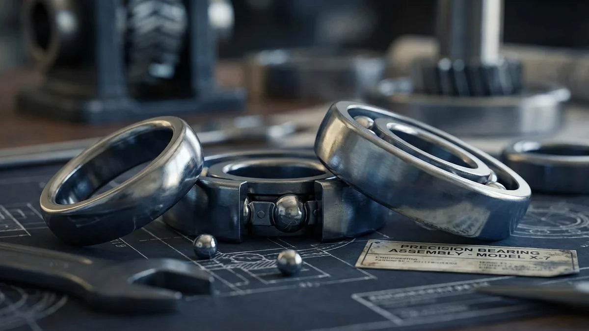 Roulements de palier à billes précision gros plan sur fond industriel