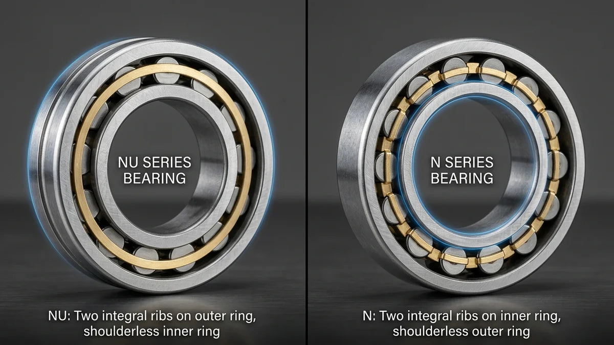 Comparaison roulements cylindriques NU et N : guide visuel différences série, épaulement et applications industrielles